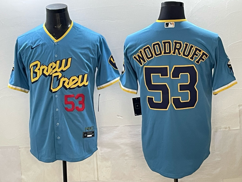 Men 2025 Milwaukee Brewers #53 Woodruff blue Game Nike MLB Jersey2026003